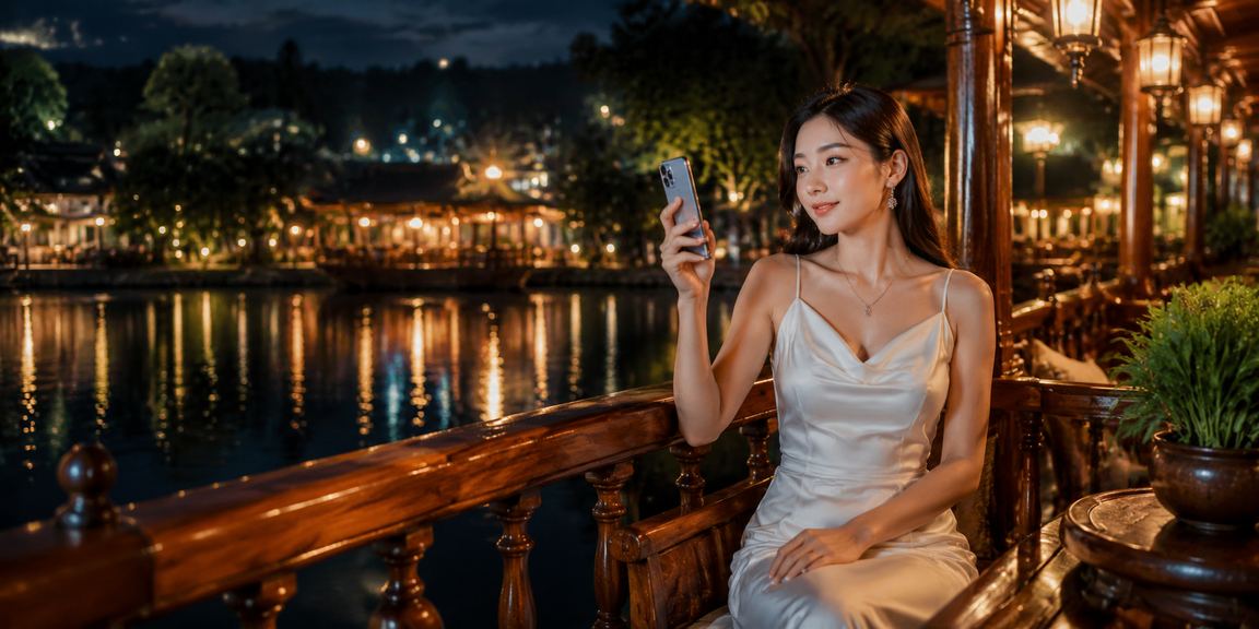 Người dùng trải nghiệm casino trên điện thoại di động tại quán cà phê Đà Lạt với không khí yên bình