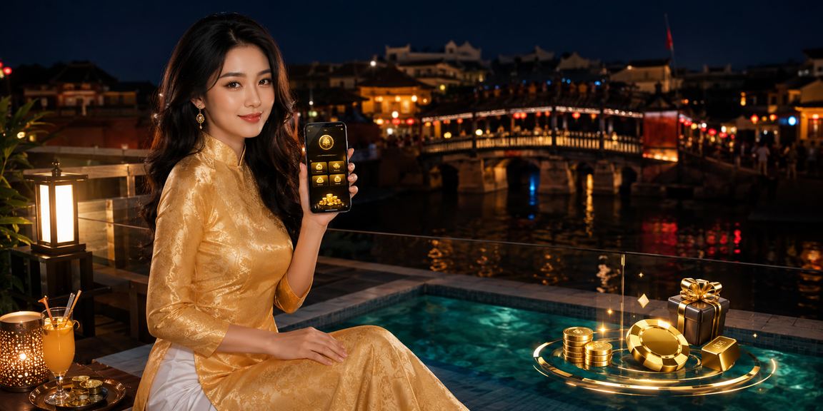 Ứng dụng casino win60he được sử dụng tại Hội An với trang phục áo dài truyền thống